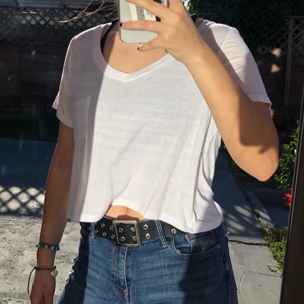White V-Neck Tee